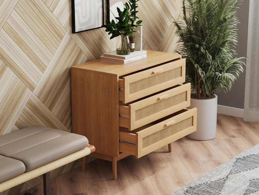 Skylah Rattan 3 Drawer Chest Of Drawers