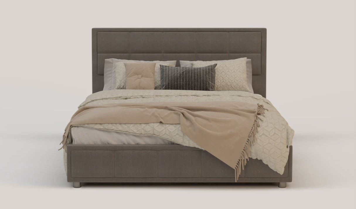 Nora Grey Boucle Gas Lift Bed Frame