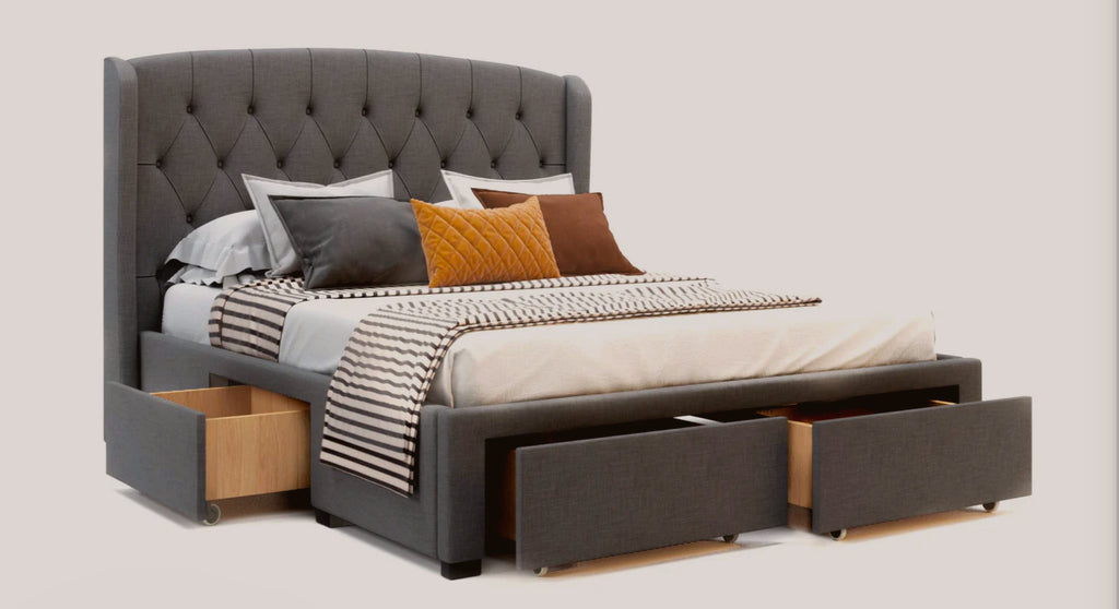 Lyla Grey Fabric Drawer Bed Frame