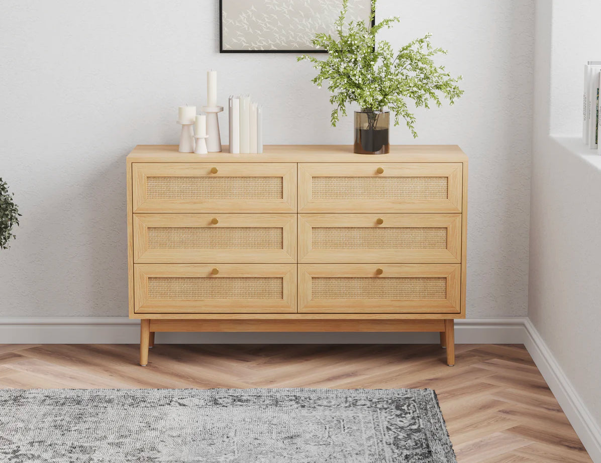 Skylah Rattan 6 Drawer Chest Of Drawers