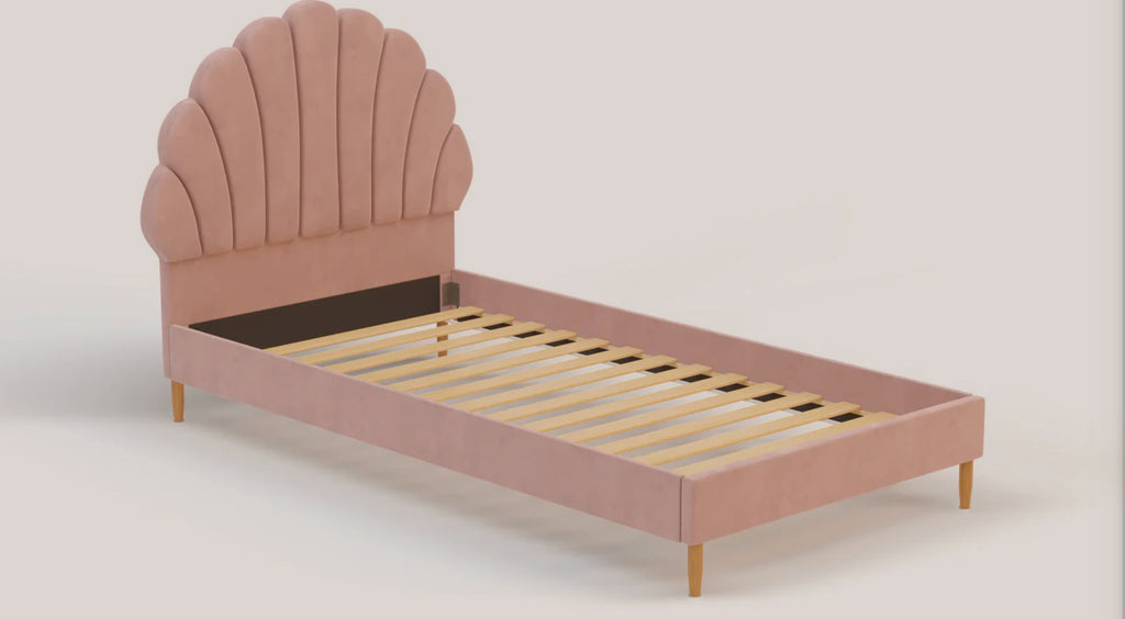Aura Shell Pink Boucle Bed Frame
