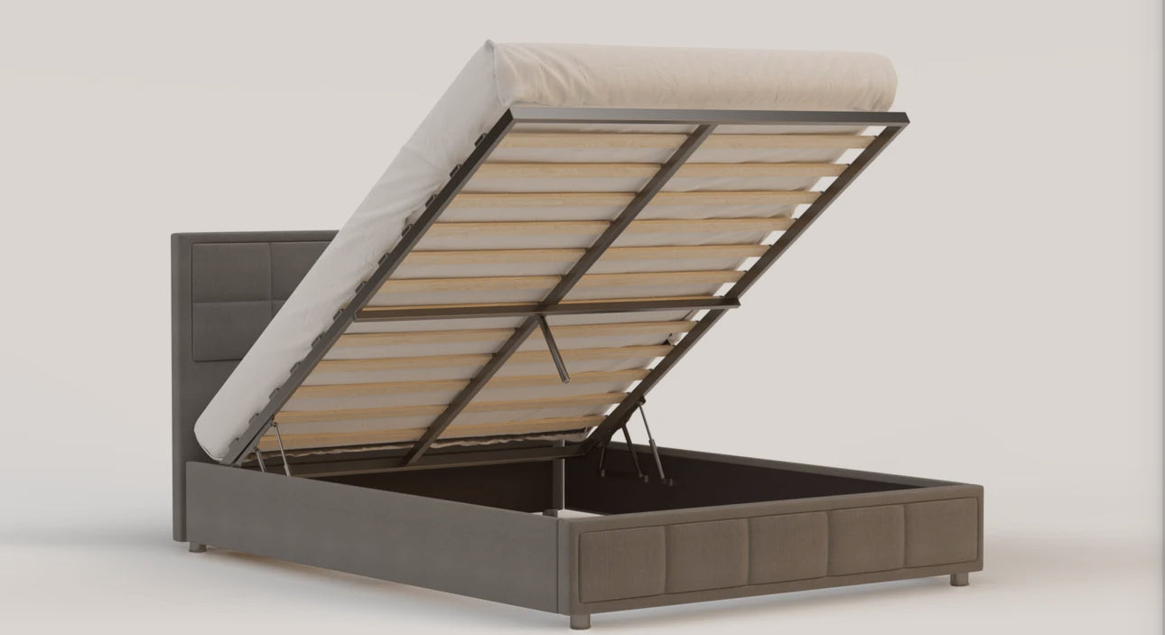 Nora Grey Boucle Gas Lift Bed Frame