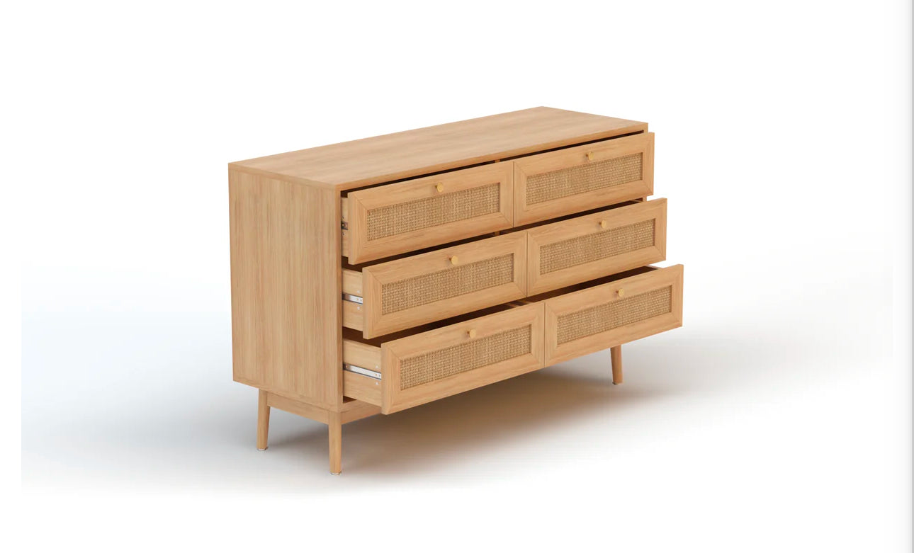 Skylah Rattan 6 Drawer Chest Of Drawers