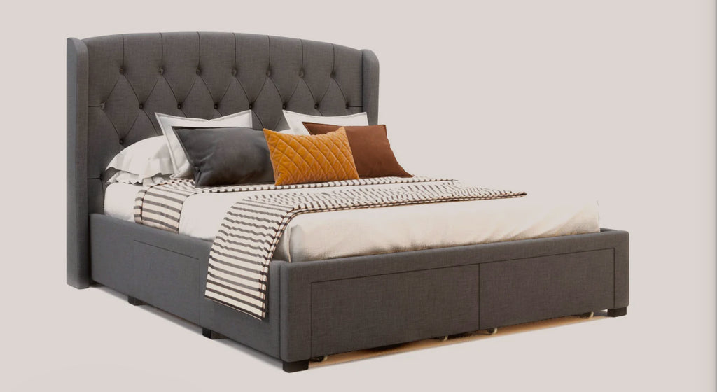 Lyla Grey Fabric Drawer Bed Frame