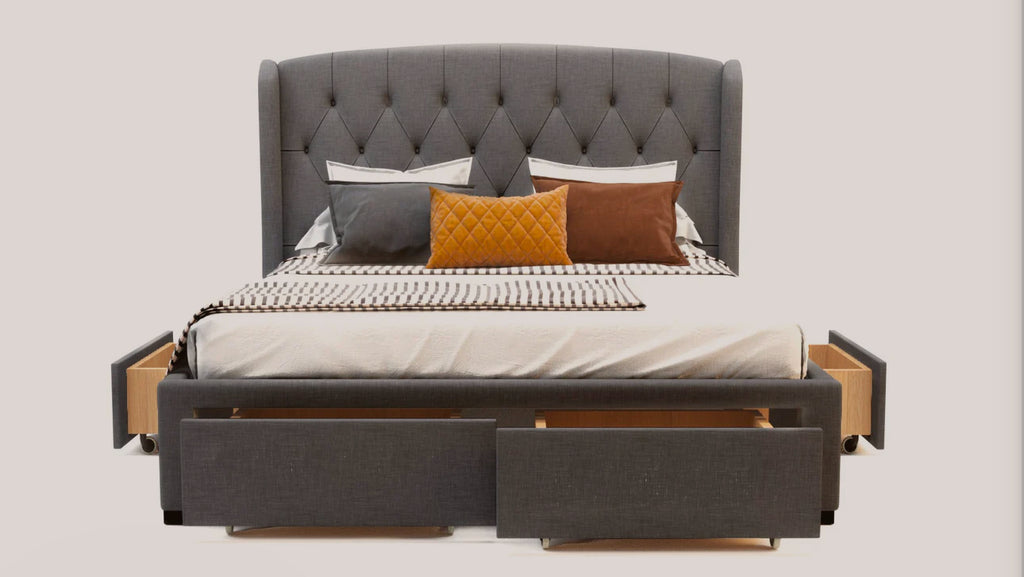 Lyla Grey Fabric Drawer Bed Frame