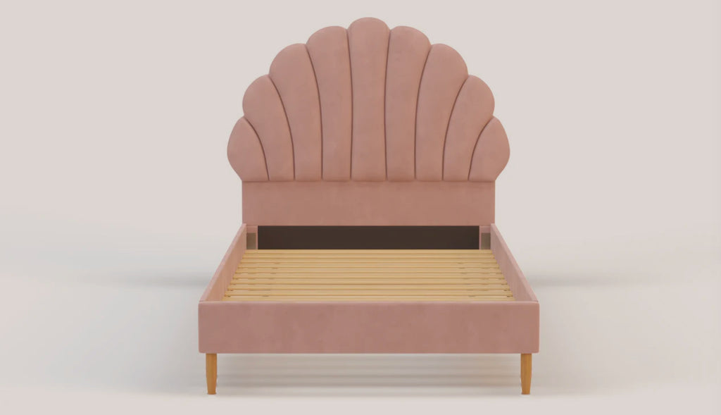 Aura Shell Pink Boucle Bed Frame