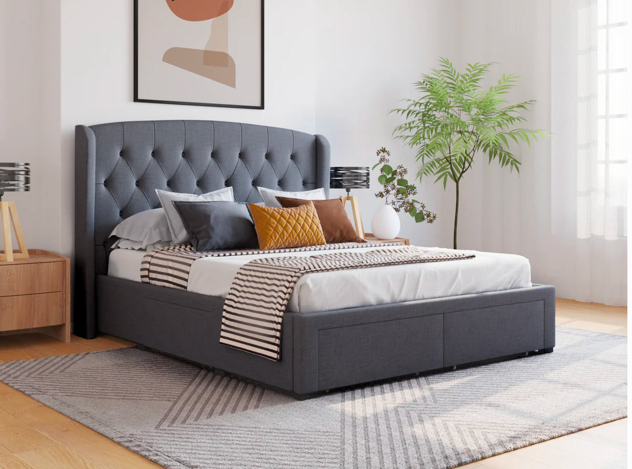 Lyla Grey Fabric Drawer Bed Frame