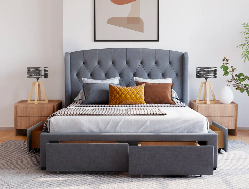 Lyla Grey Fabric Drawer Bed Frame