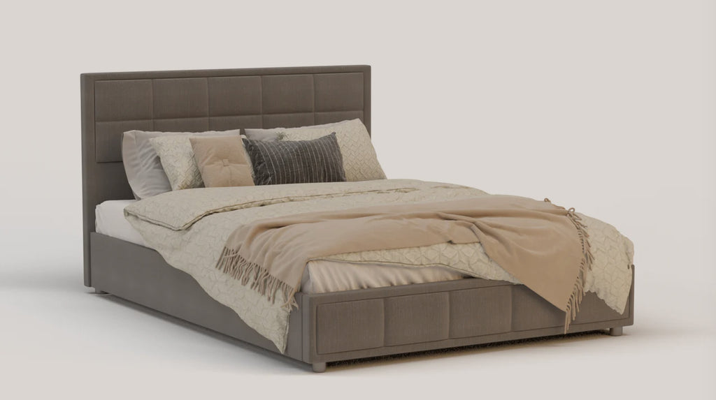 Nora Grey Boucle Gas Lift Bed Frame