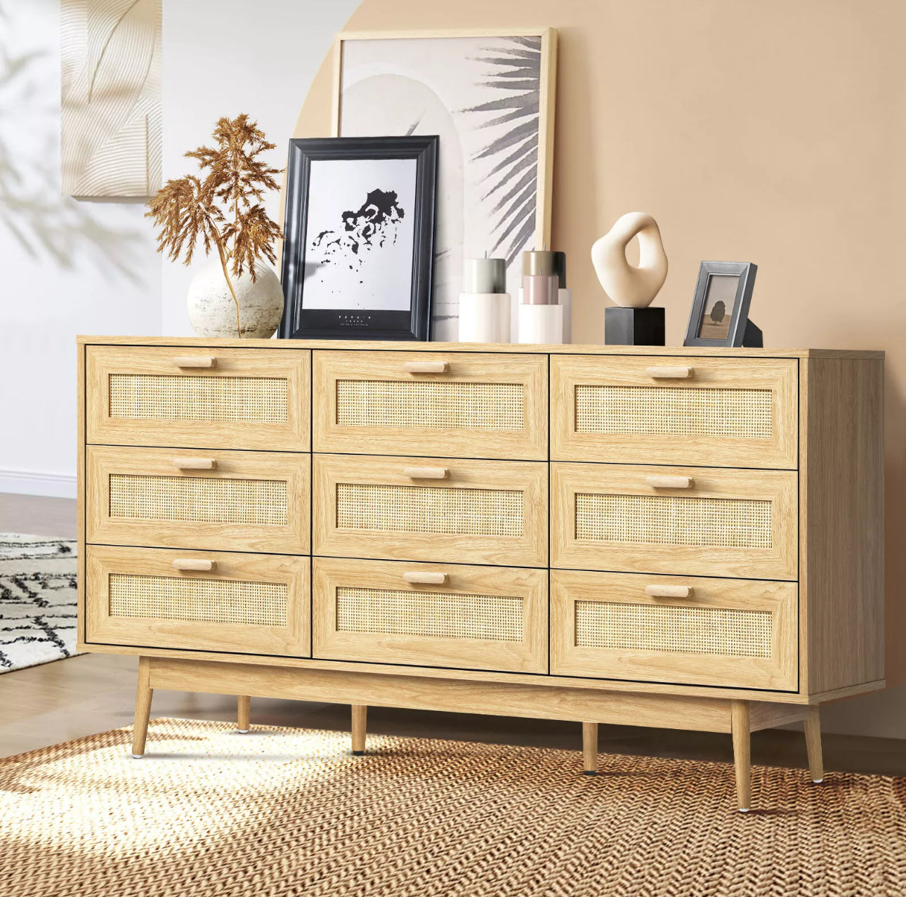 Skylah Rattan 9 Drawer Chest Of Drawers