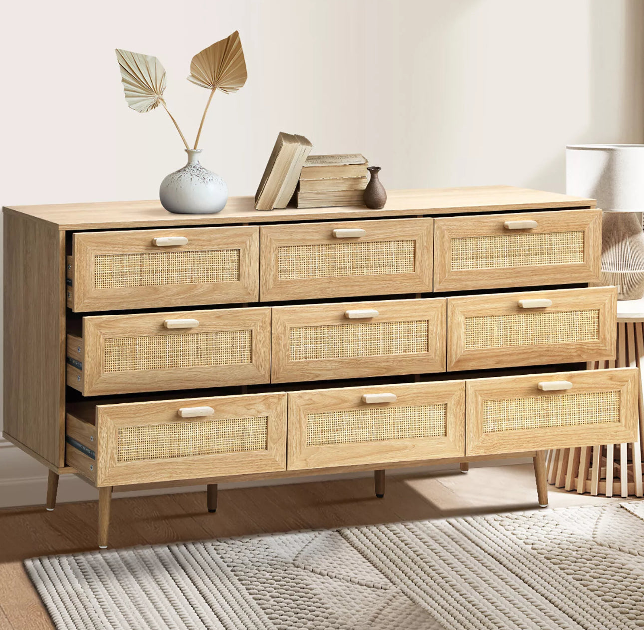 Skylah Rattan 9 Drawer Chest Of Drawers