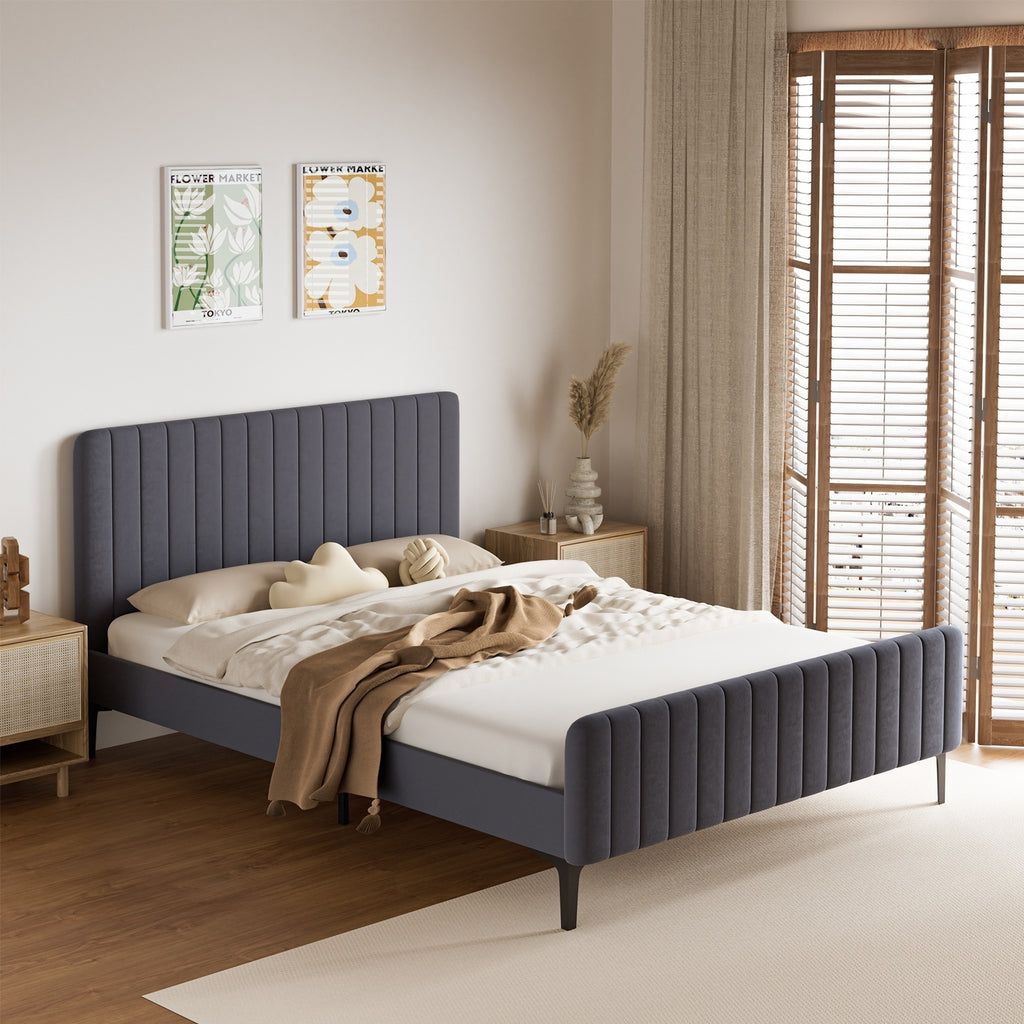 Aurora Grey Velvet Bed Frame