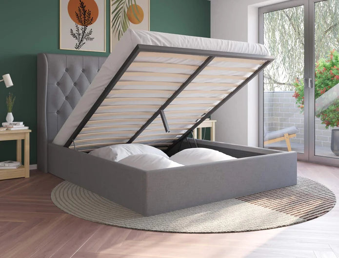 Wren Grey Fabric Gas Lift Bed Frame